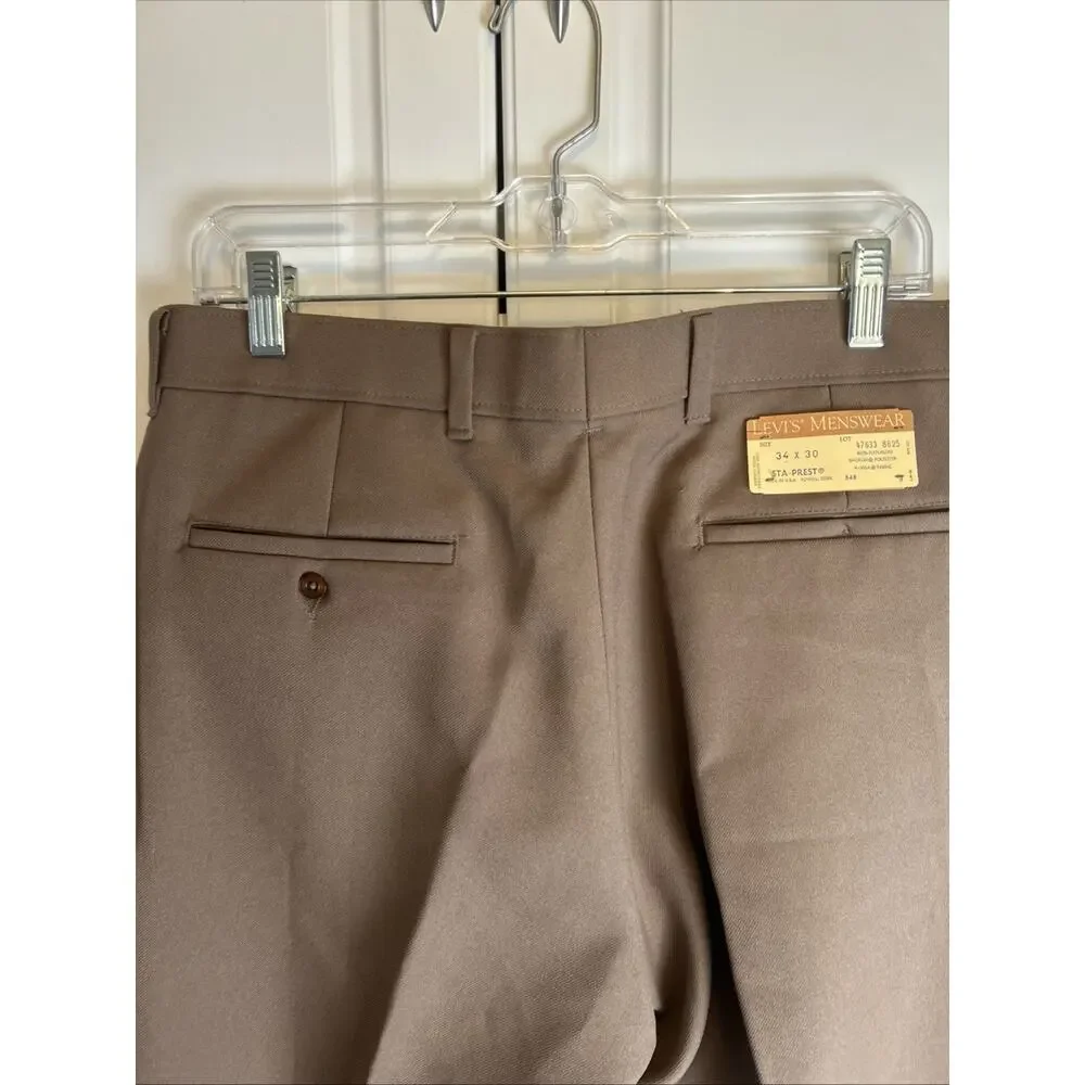 Levi’s Action Slacks Men’s 34x30 Brown Dacron Polyester USA NOS Vintage